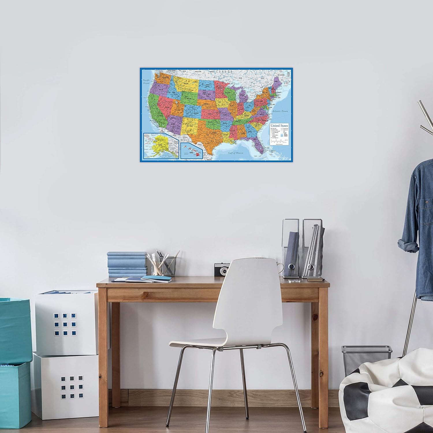 2 Pack - Laminated World Map Poster & USA Map Set - Equal Earth world map design shows continents at true relative size - US Map 18” x 29” - Image 6