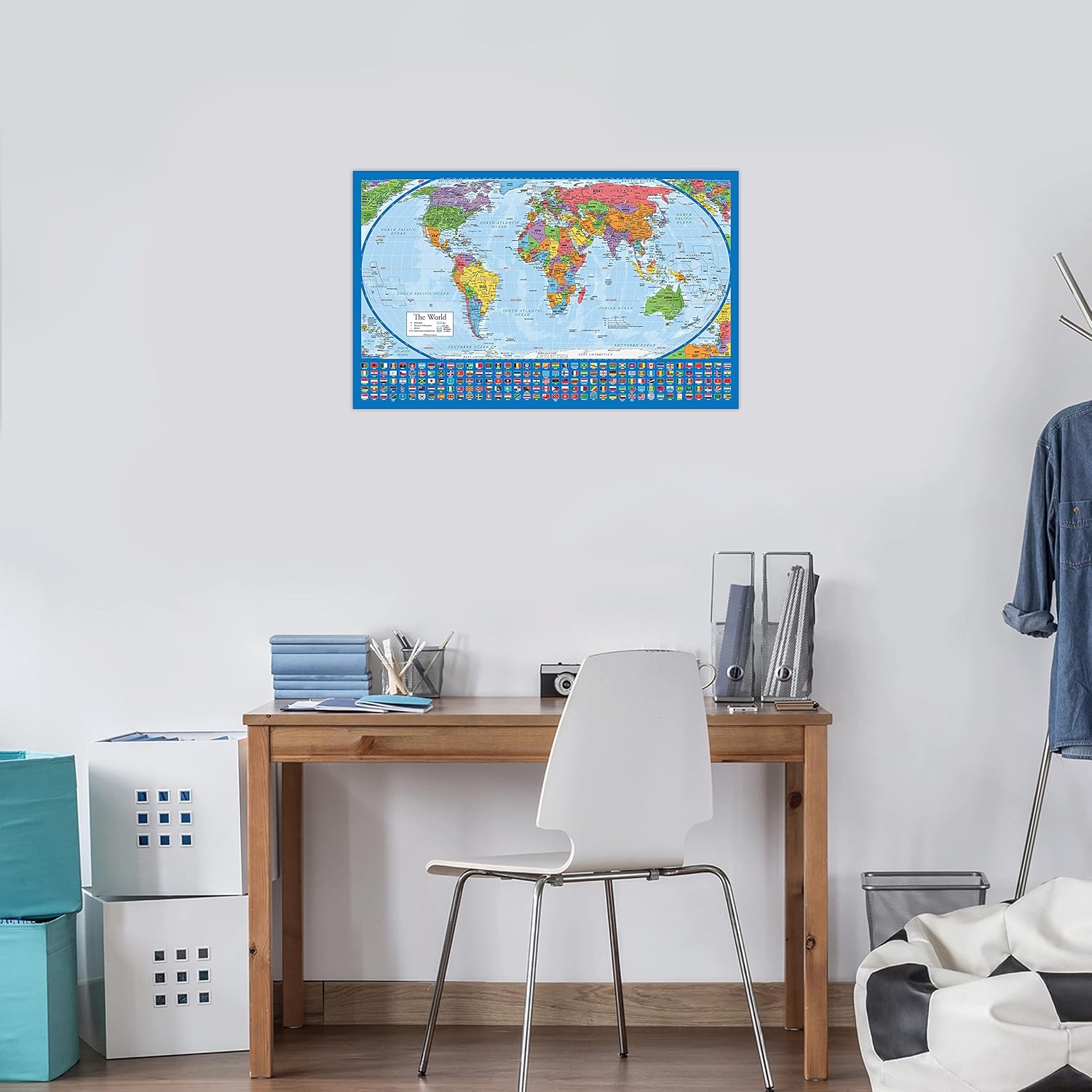 2 Pack - Laminated World Map Poster & USA Map Set - Equal Earth world map design shows continents at true relative size - US Map 18” x 29” - Image 7