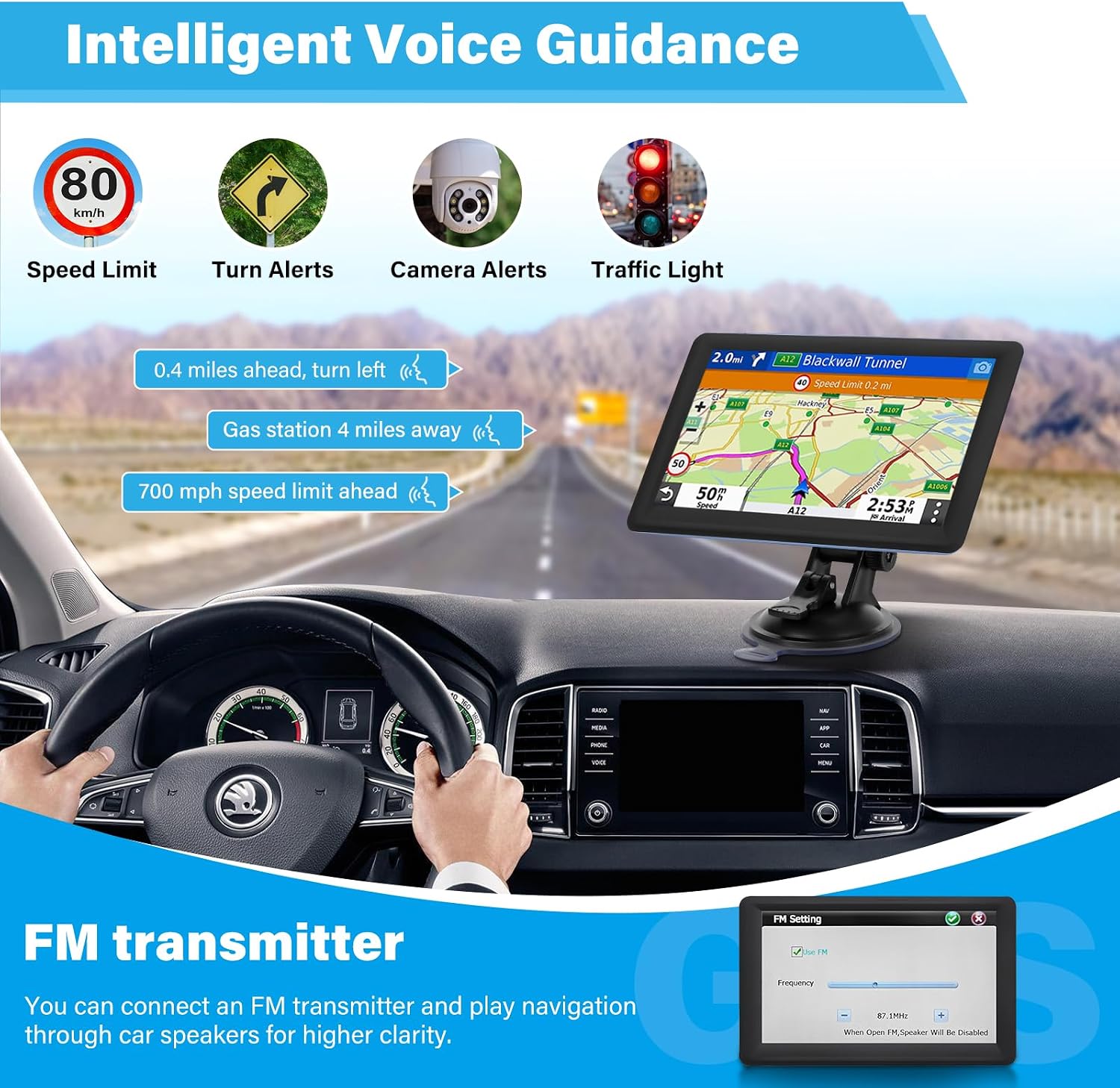 7" GPS Navigator for Car Truck RV, 2026 Maps, Touchscreen GPS for Car | 7" Car GPS with 2026 Maps Free Lifetime Updates, Speed Camera Alerts, Custom Truck Routing, Voice-Guided Turn Directions - Image 3