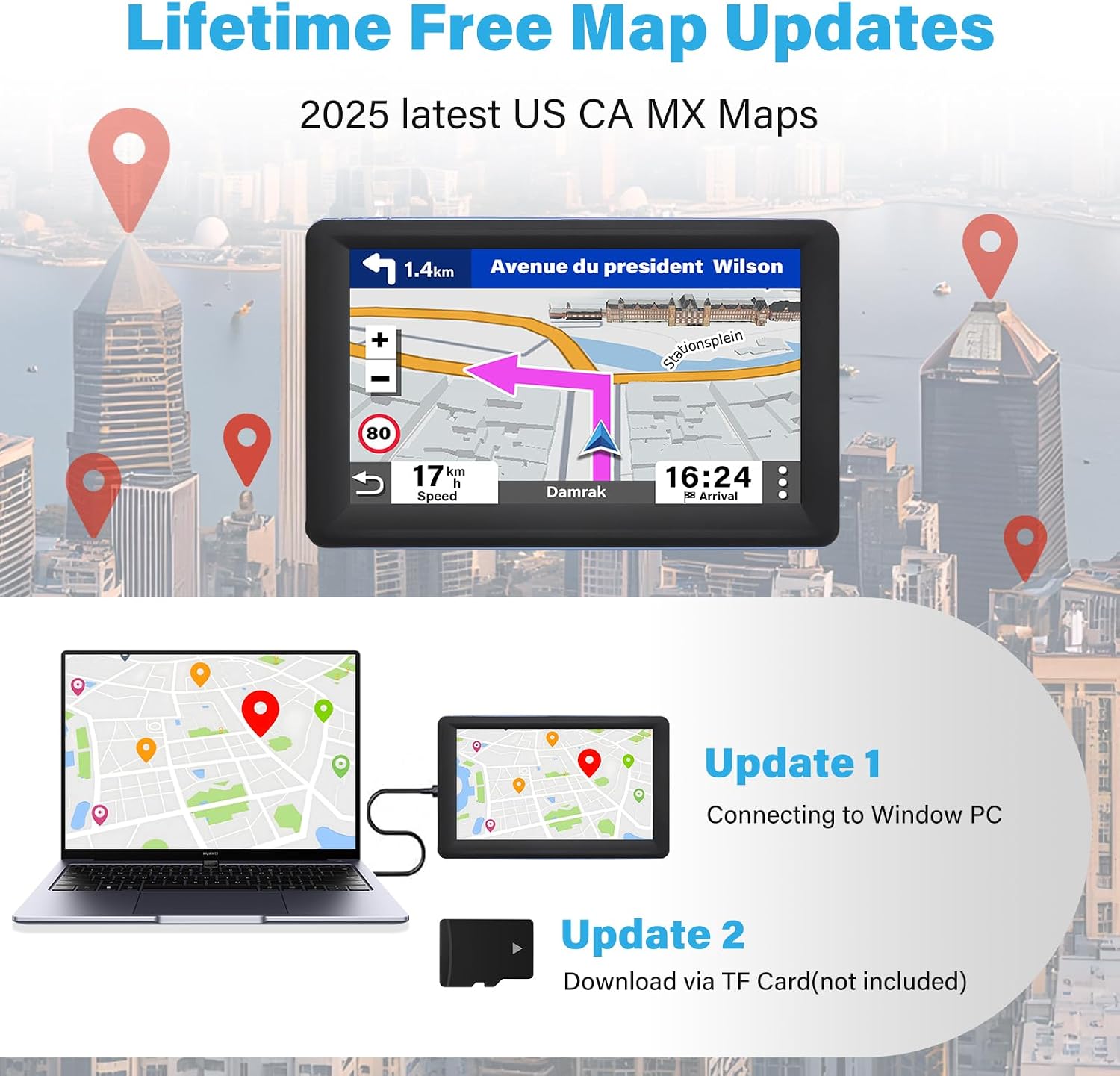 7" GPS Navigator for Car Truck RV, 2026 Maps, Touchscreen GPS for Car | 7" Car GPS with 2026 Maps Free Lifetime Updates, Speed Camera Alerts, Custom Truck Routing, Voice-Guided Turn Directions - Image 4